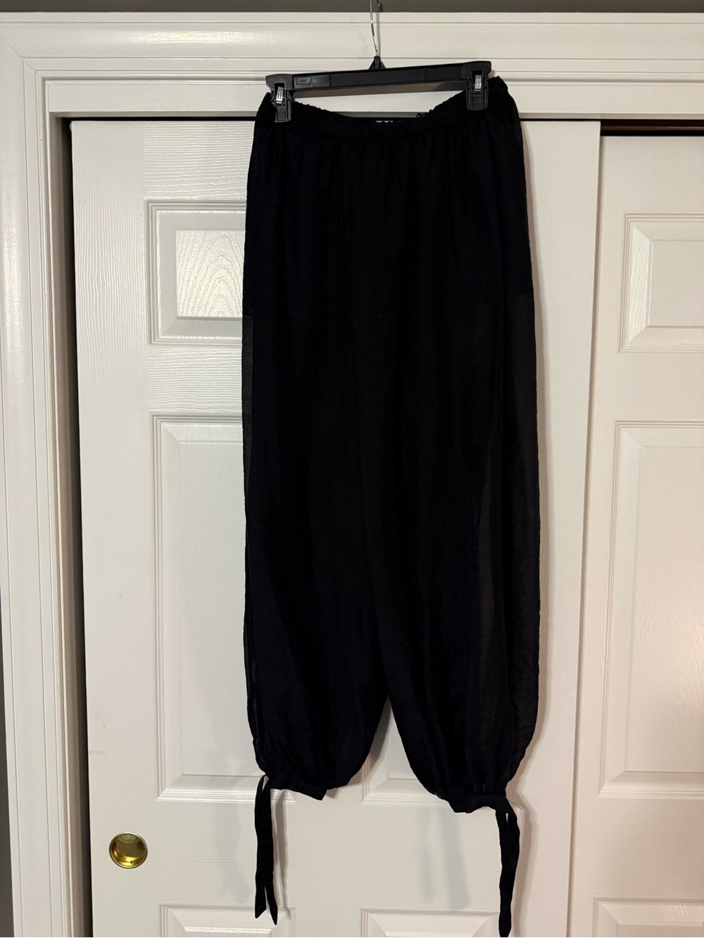 Zara Black Balloon Wide Leg with Ties NWT